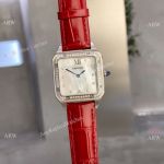Clone Cartier Santos-dumont Couple Watches White Mop Diamond Bezel